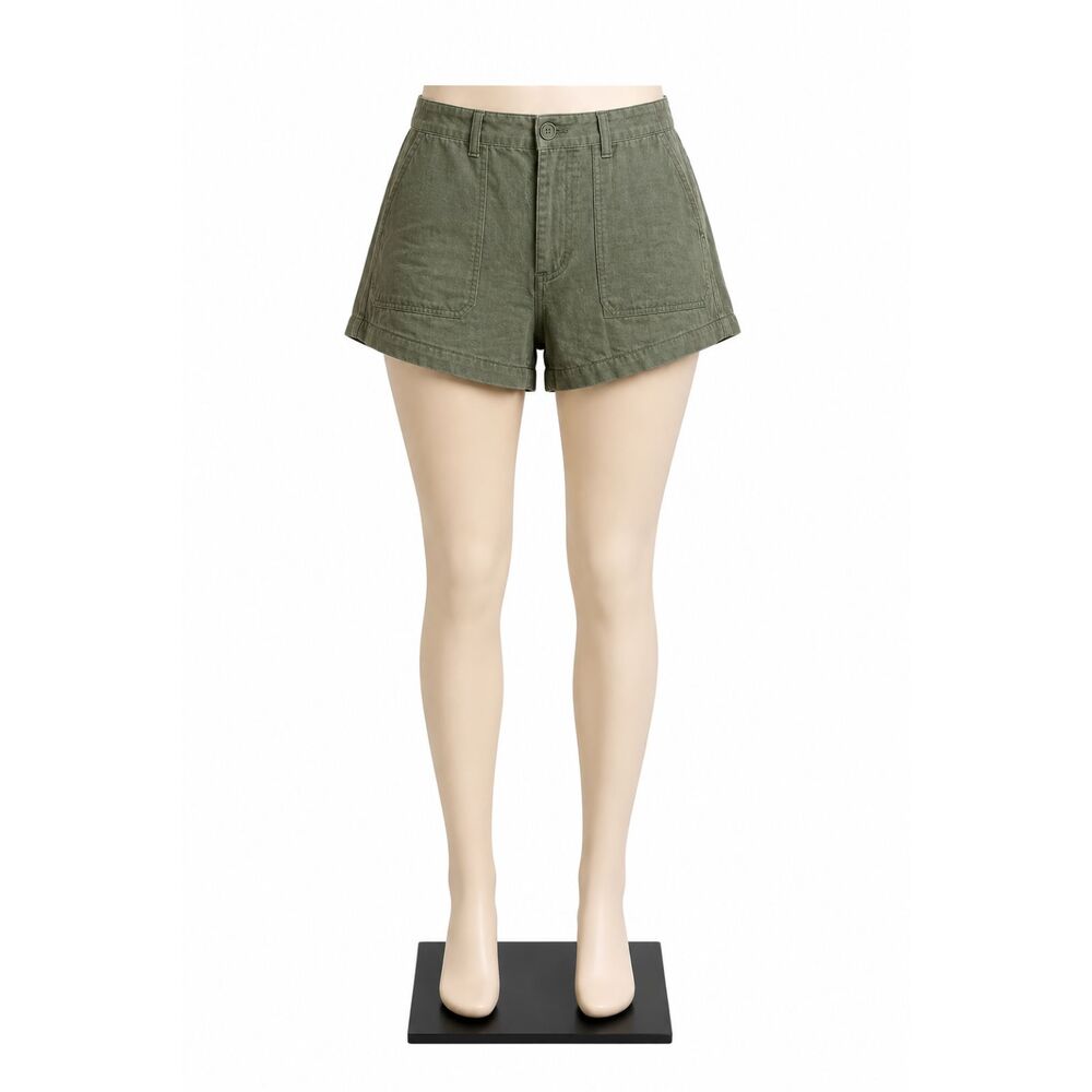 Altar'd State Olive Green Utility Paperbag Shorts Size Medium | Linen Blend Casu